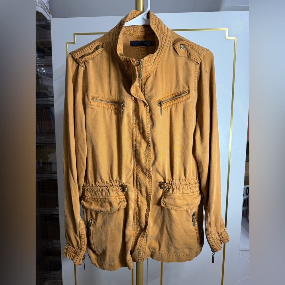 Max Jeans Women's Tan Full Zip Tencel Safari Utility Jacket
 #0018 - Picture 3 of 7